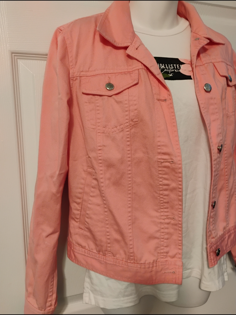Ralph Lauren Chaps Women's Light Coral Stretchy Denim Jacket